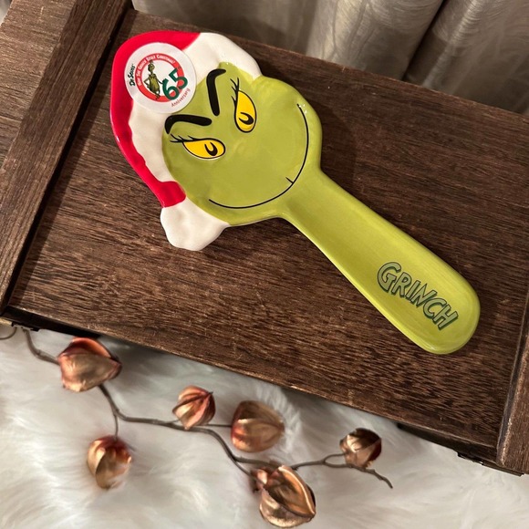 GRINCH XMAS CHRISTMAS HOLIDAY CERAMIC HOME DECOR KITCHEN SPOON REST NEW - Picture 1 of 3